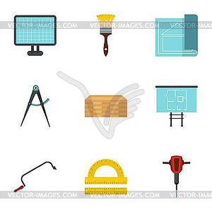 Repair icons set, flat style - vector image