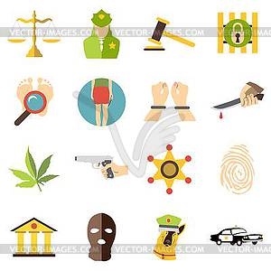 Crimonal icons set, cartoon style - vector image