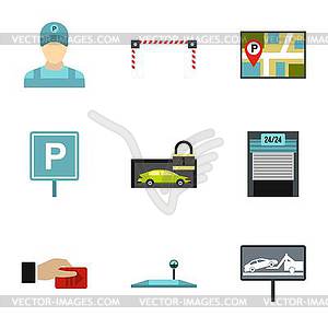 Parking area icons set, flat style - vector image