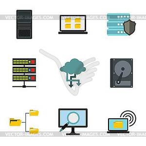 Data protection icons set, flat style - royalty-free vector image
