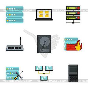 Data cloud icons set, flat style - vector clip art