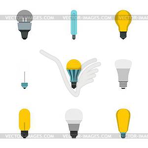 Light icons set, flat style - vector clipart