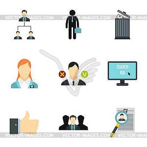 Work icons set, flat style - vector image