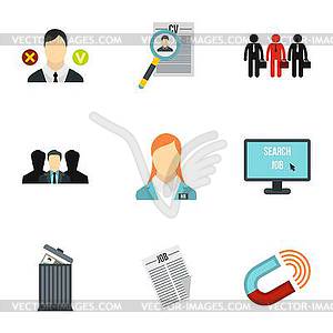 Employee icons set, flat style - royalty-free vector image