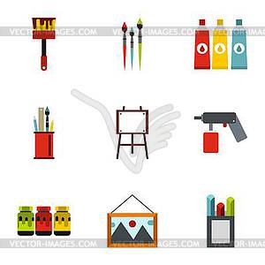 Drawing icons set, flat style - vector clipart