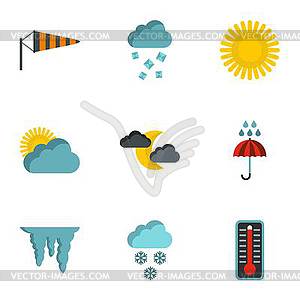 Air temperature icons set, flat style - vector image