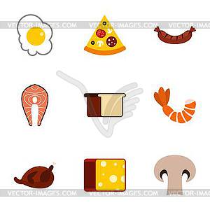 Morning breakfast icons set, flat style - vector clipart