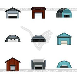 Garage icons set, flat style - vector image