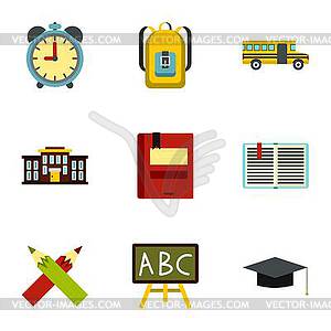 Children education icons set, flat style - vector clip art