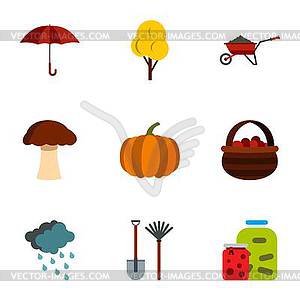 Season of year autumn icons set, flat style - vector image