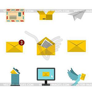 Message icons set, flat style - vector image