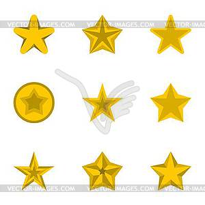 Star icons set, flat style - vector image