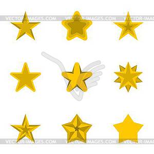 Geometric figure star icons set, flat style - vector image