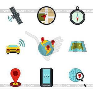 Search territory icons set, flat style - vector clip art