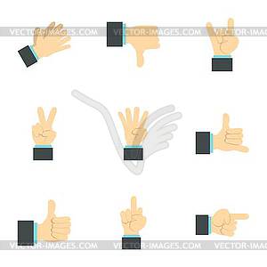 Gestural icons set, flat style - vector clipart