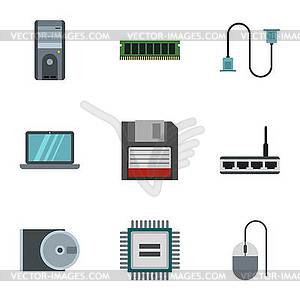Набор иконок ремонт компьютеров, плоский стиль - клипарт в формате EPS