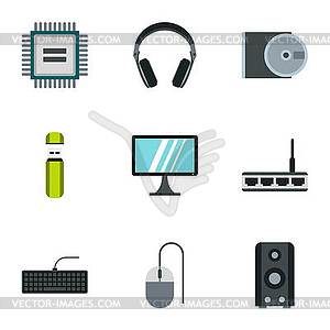 Computer icons set, flat style - vector clipart