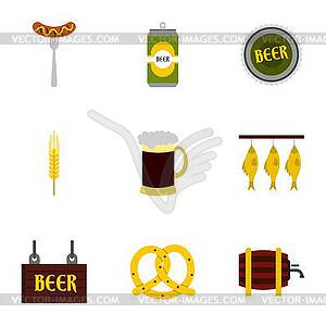 Pub icons set, flat style - vector image