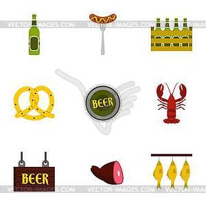 Alcoholic beverage icons set, flat style - vector clipart