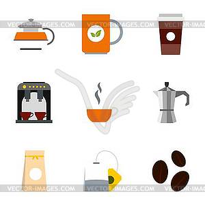 Types of drinks icons set, flat style - vector clip art