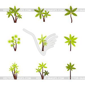 Tree palm icons set, flat style - vector image