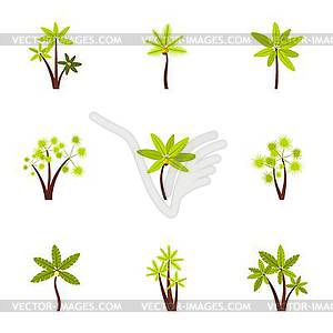 Different palm icons set, flat style - vector image