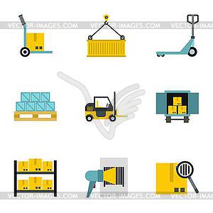 Shipping icons set, flat style - vector image