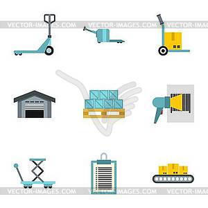 Cargo icons set, flat style - vector EPS clipart