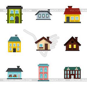 Building icons set, flat style - vector image