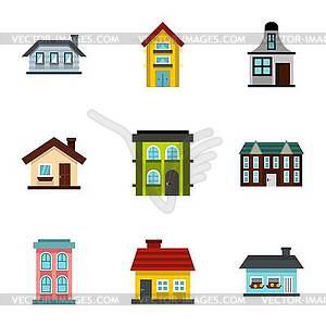 Habitation icons set, flat style - vector clip art