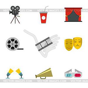 Cinematography icons set, flat style - vector EPS clipart