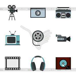 Communication device icons set, flat style - royalty-free vector image