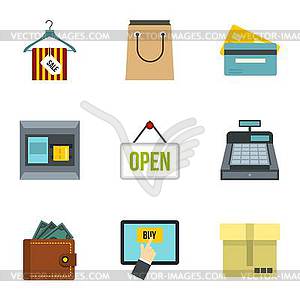 Online purchase icons set, flat style - vector image