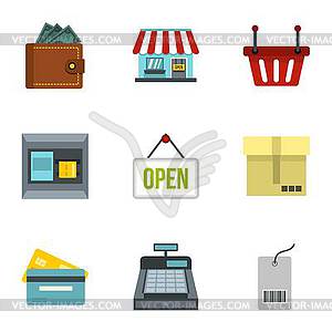 Online shopping icons set, flat style - vector image