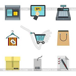 Shopping icons set, flat style - vector clip art