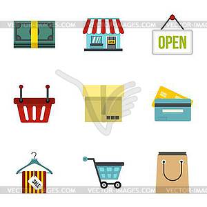 Purchase icons set, flat style - vector clipart