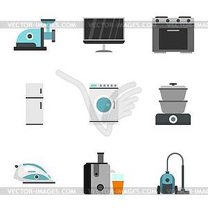 Appliances icons set, flat style - vector clip art