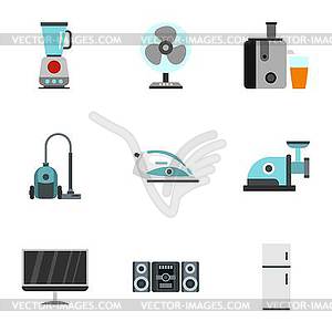 Devices for home icons set, flat style - vector clipart