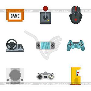 Game icons set, flat style - vector image