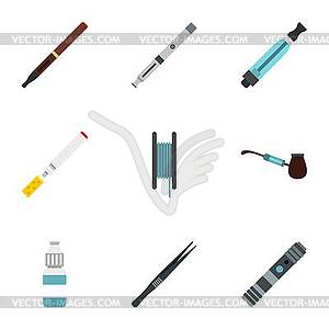 Smoking icons set, flat style - vector clipart