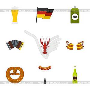 Beer fest icons set, flat style - vector clipart