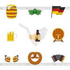 Oktoberfest icons set, flat style - vector clipart