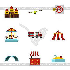 Kids games icons set, flat style - vector image