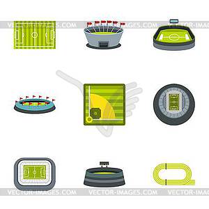 Championship icons set, flat style - vector EPS clipart