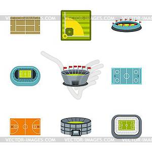 Sports complex icons set, flat style - vector image