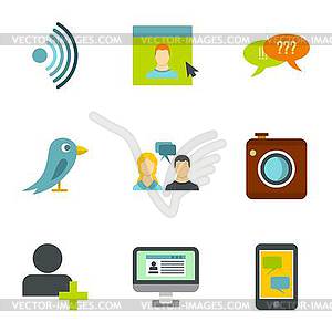 Message icons set, flat style - vector clipart