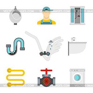 Toilet icons set, flat style - vector clipart