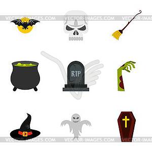 Halloween icons set, flat style - vector image