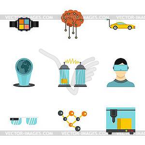 Innovation icons set, flat style - vector image