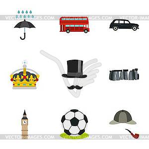 United Kingdom icons set, flat style - vector EPS clipart